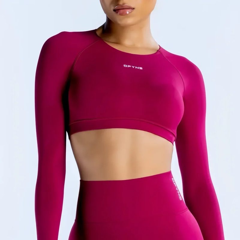 Dynamic Long Sleeve Crop Top with Logo Women Short Sleeve Yoga Top Light Weight Gym Crop Top Seamless Bicycle Sports Long Sleeve - Image 2