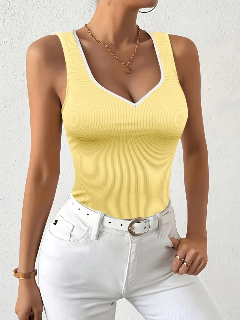 Sexy Sleeveless Ribbed Tank Top Trendy Women's Tight T-shirt V-neck Top 2024 Summer Spicy Girl Nightclub Bar New - Image 5