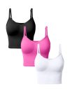 Women Tank Top With Built in Bra Spaghetti Strap Tank Top Summer Sexy Basic Elastic Backless Sleeveless Crop Tops