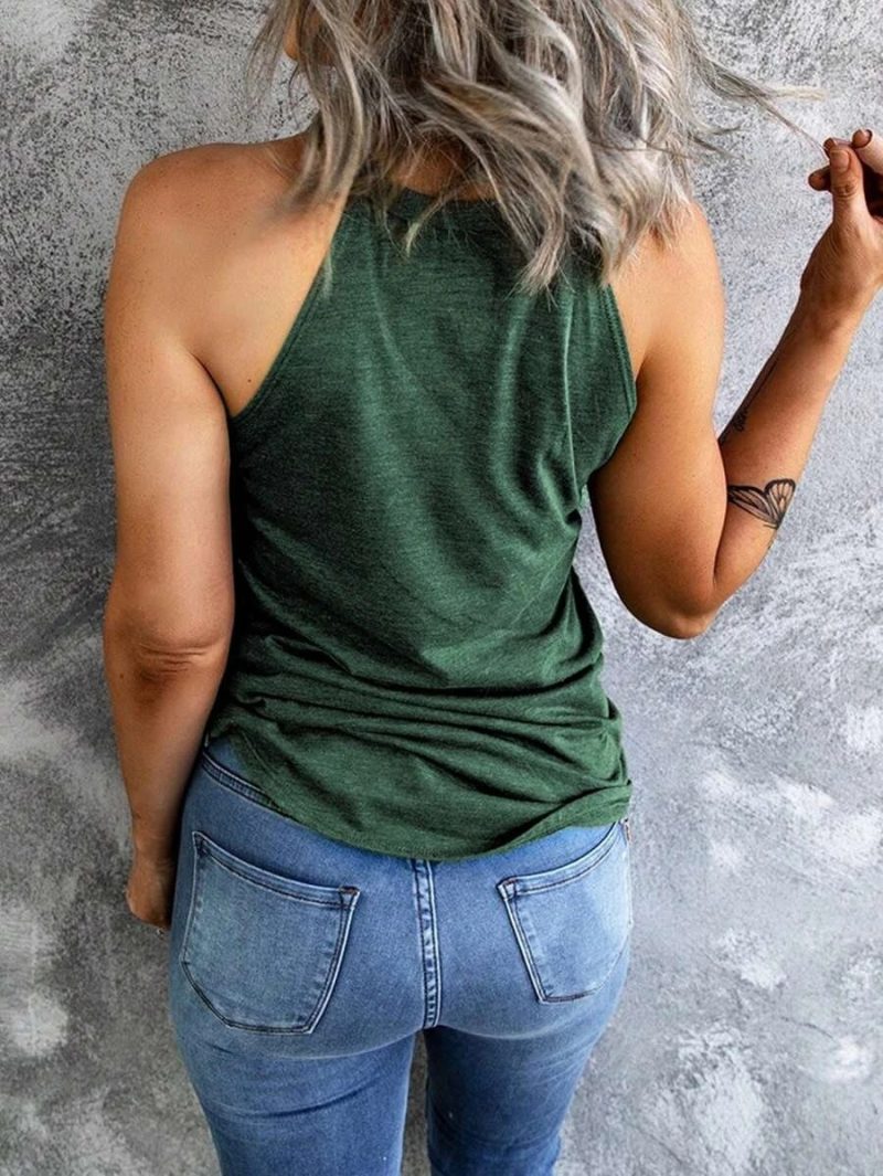 Women's Summer Sleeveless Halter Tee Shirts Crew Neck Workout Tank Tops Casual Plain Cami Shirts - Image 2