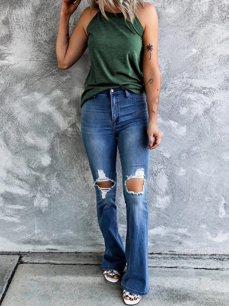 Women's Summer Sleeveless Halter Tee Shirts Crew Neck Workout Tank Tops Casual Plain Cami Shirts - Image 4