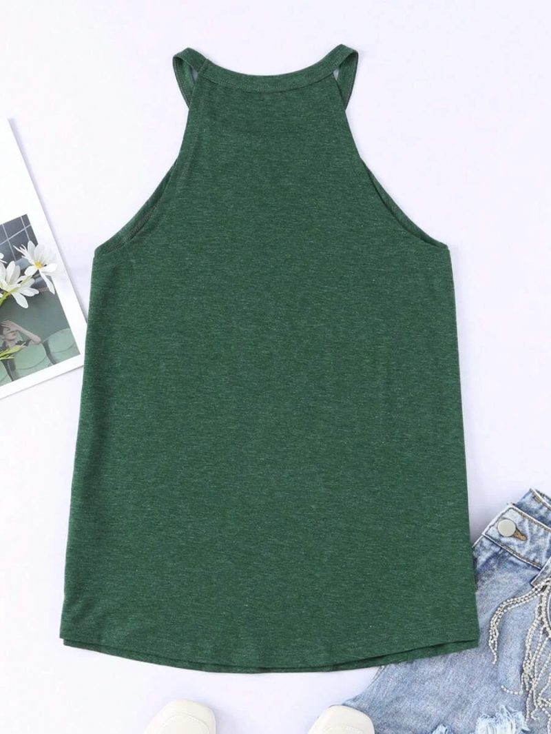 Women's Summer Sleeveless Halter Tee Shirts Crew Neck Workout Tank Tops Casual Plain Cami Shirts - Image 6