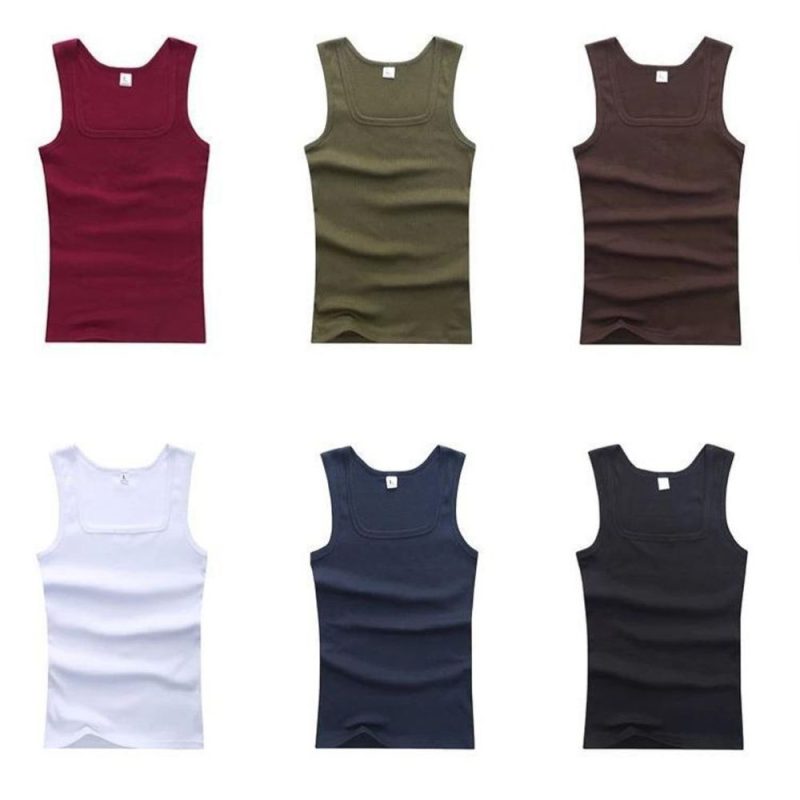 Solid Color Square Neck Tank Top Cotton Black White Gray Men Women Vest Fitness Sleeveless T-shirt Bodybuilding Gym T-shirtsHot - Image 2