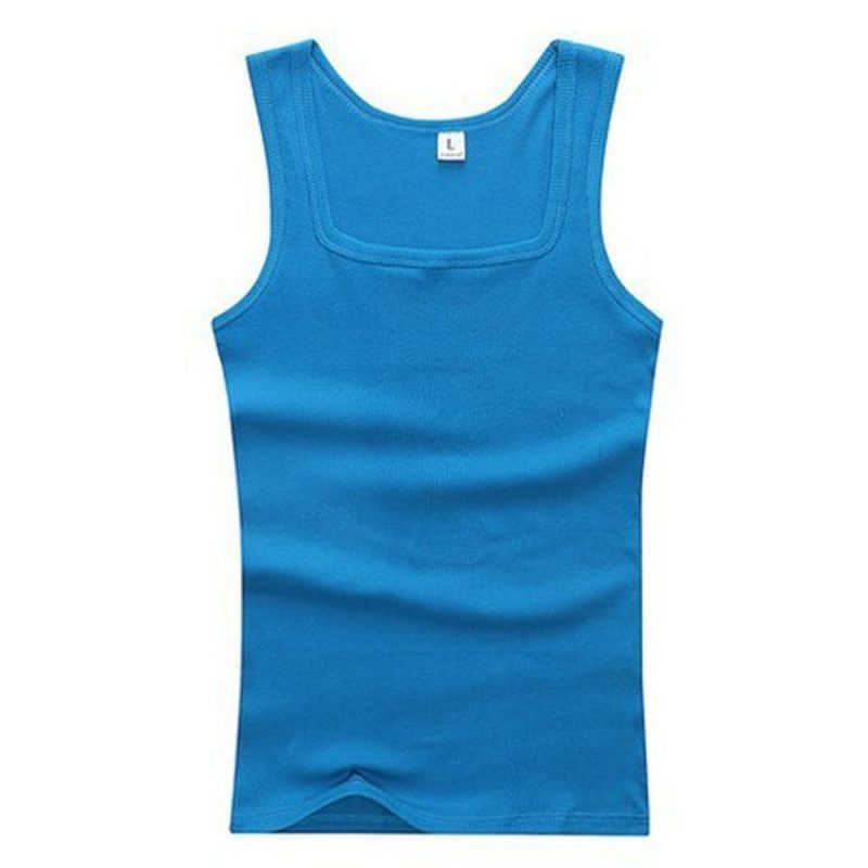 Solid Color Square Neck Tank Top Cotton Black White Gray Men Women Vest Fitness Sleeveless T-shirt Bodybuilding Gym T-shirtsHot - Image 9