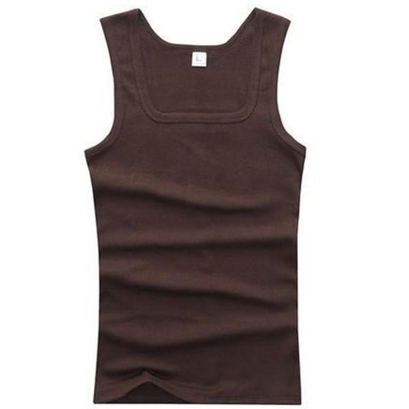 Solid Color Square Neck Tank Top Cotton Black White Gray Men Women Vest Fitness Sleeveless T-shirt Bodybuilding Gym T-shirtsHot - Image 10