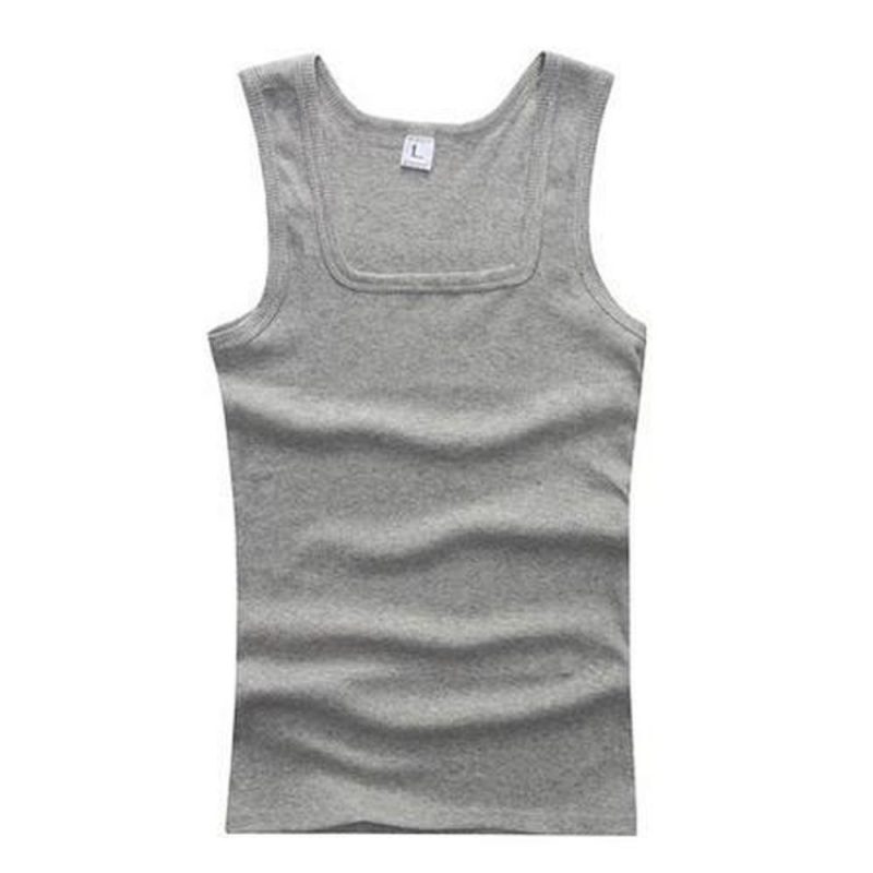 Solid Color Square Neck Tank Top Cotton Black White Gray Men Women Vest Fitness Sleeveless T-shirt Bodybuilding Gym T-shirtsHot - Image 11