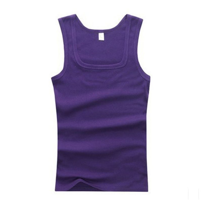 Solid Color Square Neck Tank Top Cotton Black White Gray Men Women Vest Fitness Sleeveless T-shirt Bodybuilding Gym T-shirtsHot - Image 12