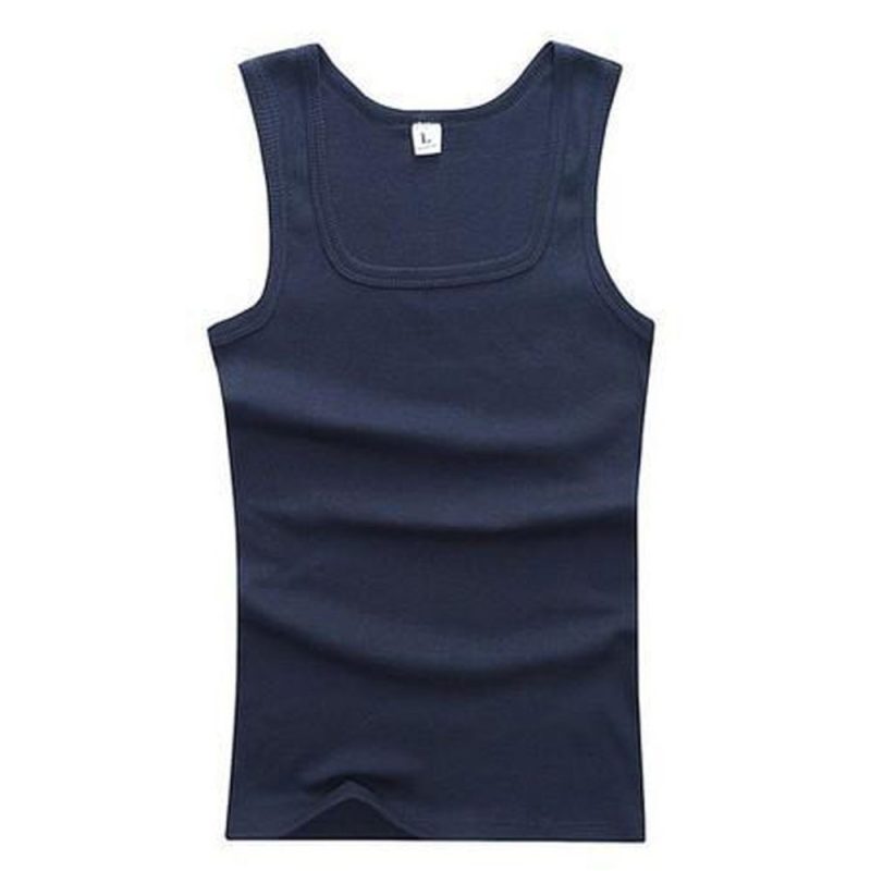 Solid Color Square Neck Tank Top Cotton Black White Gray Men Women Vest Fitness Sleeveless T-shirt Bodybuilding Gym T-shirtsHot - Image 14
