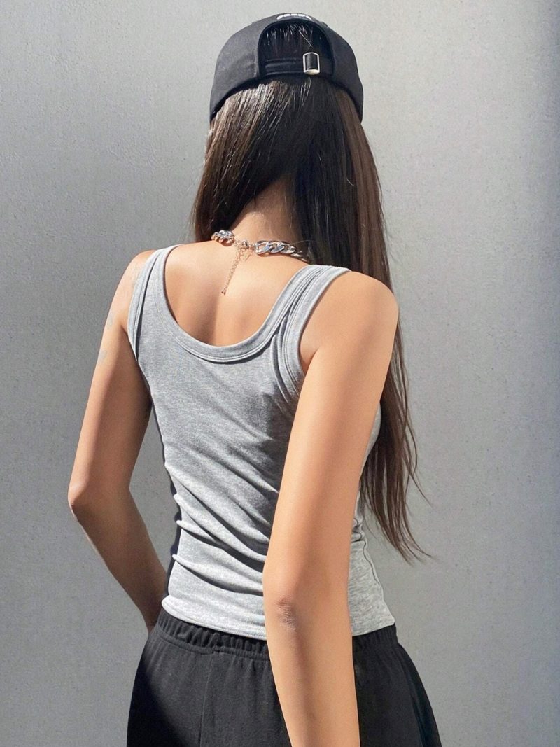 Camisole Tank Soft Top For Women Summer Outfits Tight And Sexy Tank Top Knitted Bottom Shirt And Sleeveless Top For Outerwear - Image 5