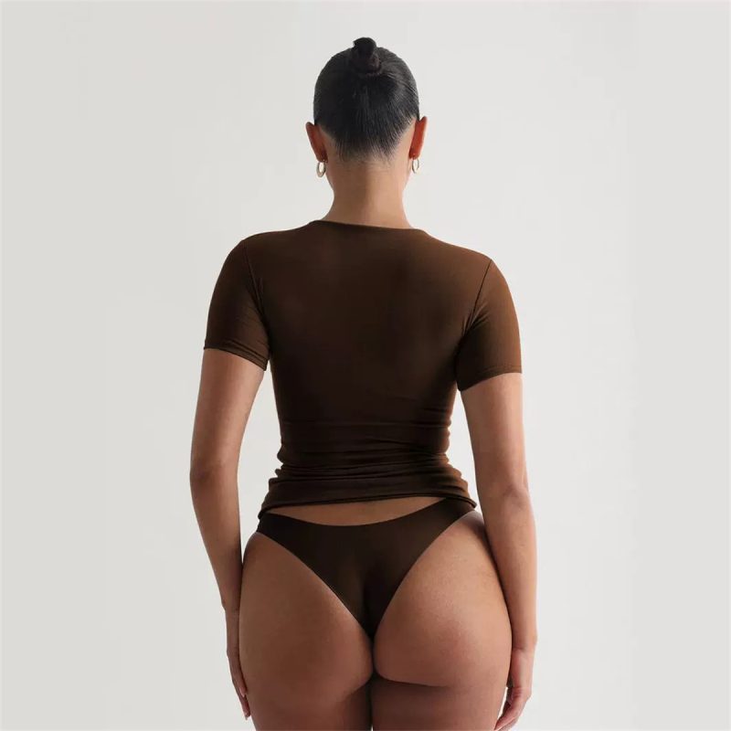 Short Sleeve T-Shirt Women Solid Simple Casual Soft All-Match Basic Crop Tops Tees Summer Fashion Skinny Tops Black White Tshirt - Image 3