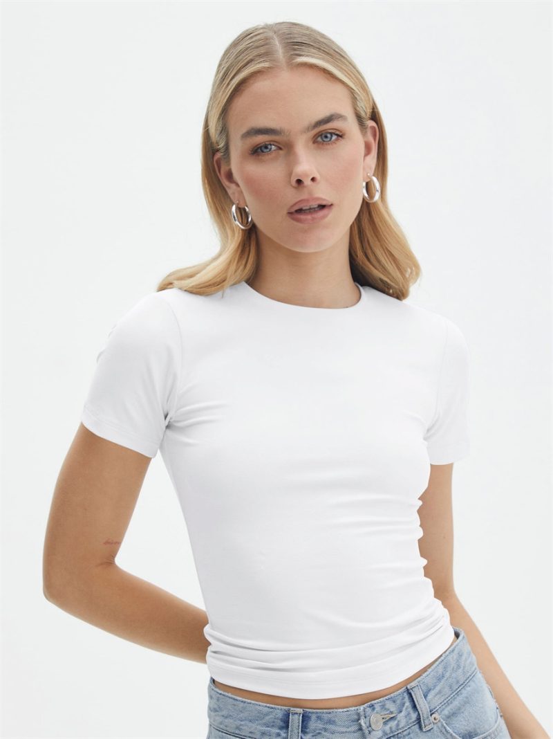 Short Sleeve T-Shirt Women Solid Simple Casual Soft All-Match Basic Crop Tops Tees Summer Fashion Skinny Tops Black White Tshirt - Image 10