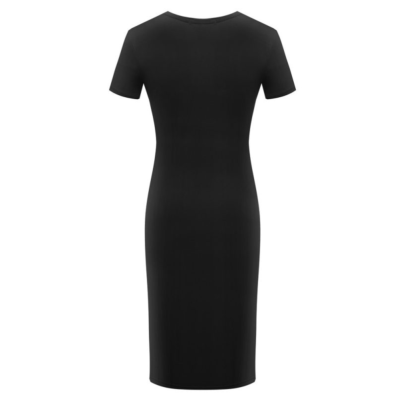 Dropshipping Womens Dresses Elegant Wedding Cocktail Short Sleeve Summer A-Line Bodycon Midi Dress - Image 4