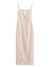 TRAF Vintage Women Casual Chic Solid Bow Dress Backless Split Straight Strap Long Dress New Fashion 2024 Autumn Female Dress