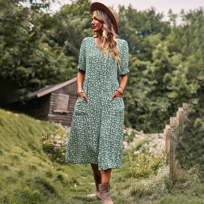 YJKDYK 2025 Summer Women's Dress Female Printed Vent A-line Dress Lady Dress Vacation Women's Summer Clothing Women's Sun Dress - Image 2