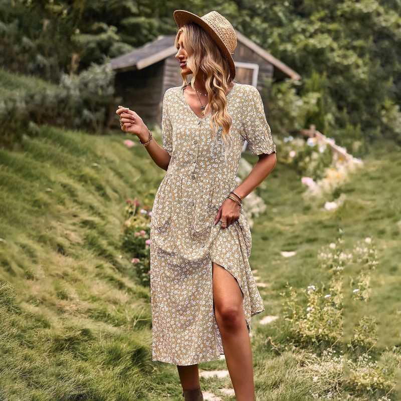 YJKDYK 2025 Summer Women's Dress Female Printed Vent A-line Dress Lady Dress Vacation Women's Summer Clothing Women's Sun Dress - Image 3