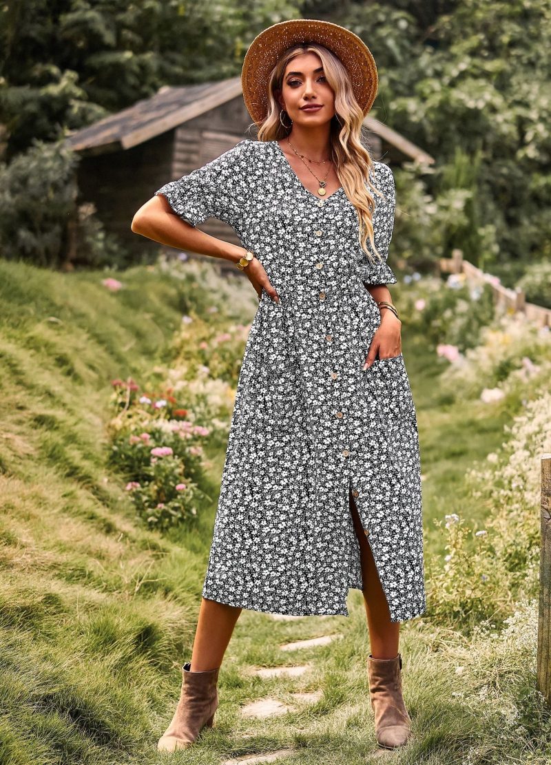 YJKDYK 2025 Summer Women's Dress Female Printed Vent A-line Dress Lady Dress Vacation Women's Summer Clothing Women's Sun Dress - Image 6