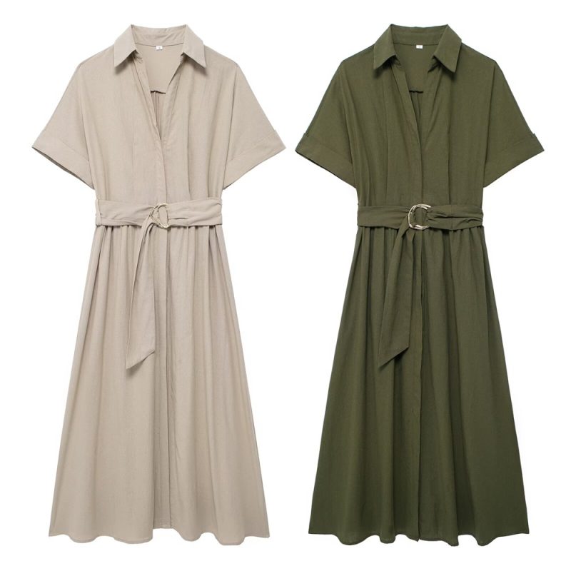2024ZAR Summer New Women's Fashion European and American Midi Shirt Style Dress - Image 2