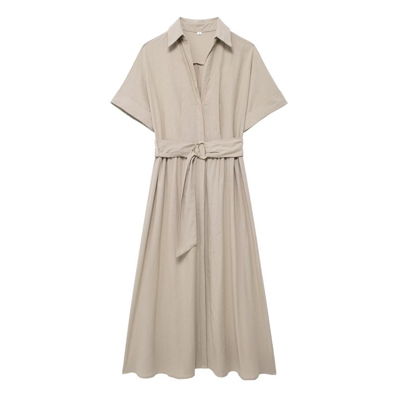2024ZAR Summer New Women's Fashion European and American Midi Shirt Style Dress - Image 3