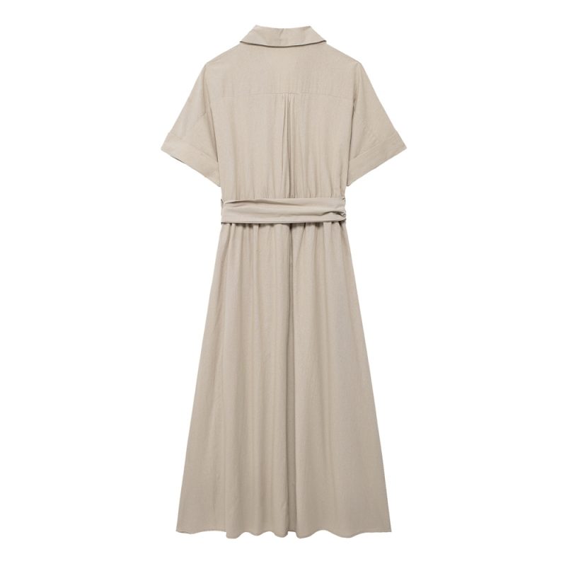 2024ZAR Summer New Women's Fashion European and American Midi Shirt Style Dress - Image 4
