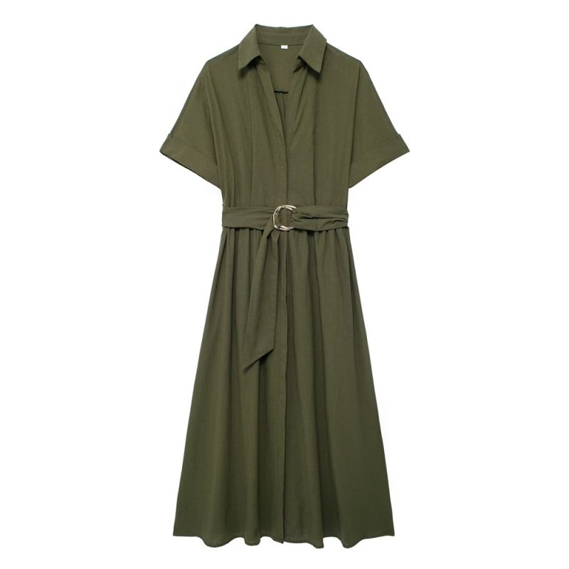 2024ZAR Summer New Women's Fashion European and American Midi Shirt Style Dress - Image 5