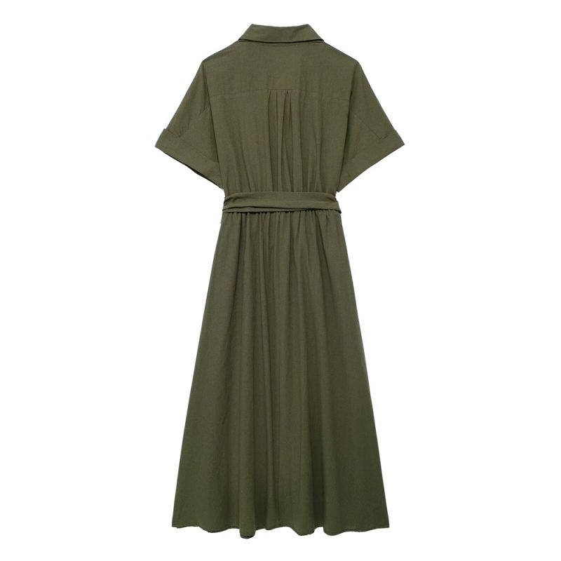 2024ZAR Summer New Women's Fashion European and American Midi Shirt Style Dress - Image 6