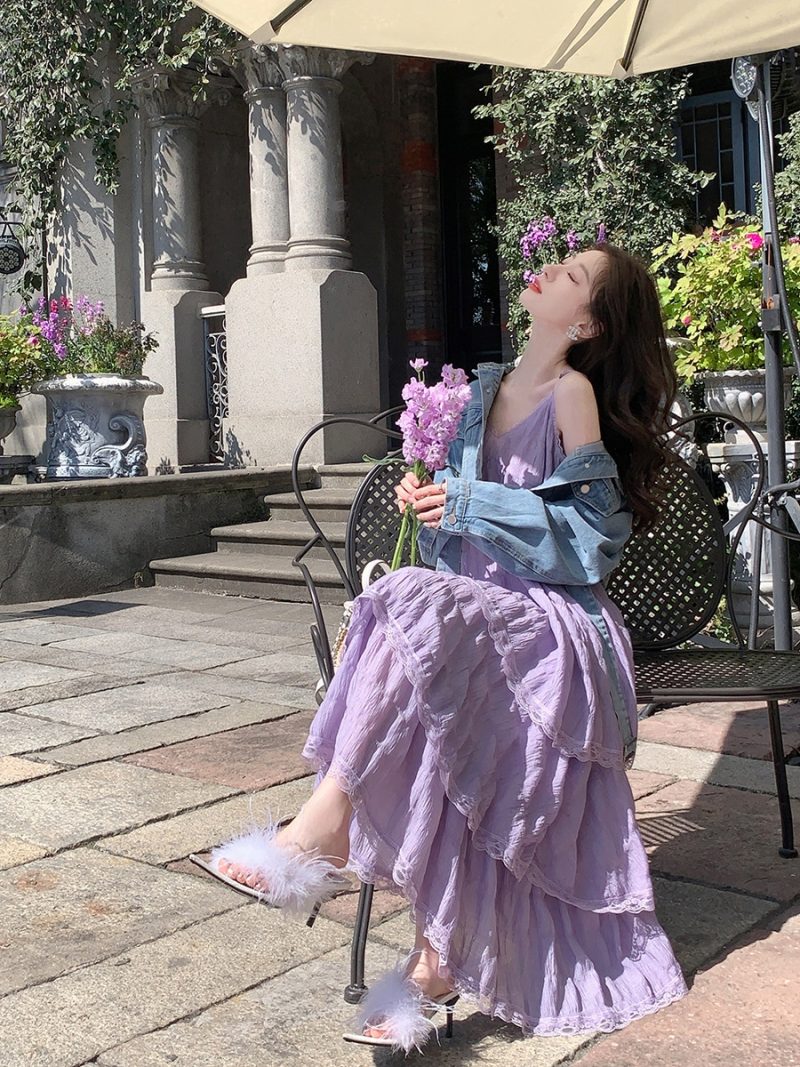 Summer Befree Long Vintage Casual Ruffles Elegant Maxi Strap Camis Silky Beach Lace Elegant Party Dress Vestidos Sexy Women - Image 7