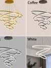 Modern LED pendant lights suitable for bedrooms, living rooms, and dining rooms. Circular ceiling chandelier, home lighting.