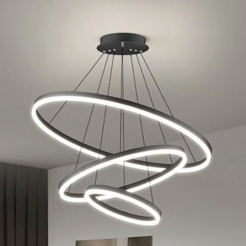 Modern LED pendant lights suitable for bedrooms, living rooms, and dining rooms. Circular ceiling chandelier, home lighting. - Image 3