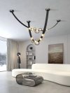 Postmodern Minimalist Leather LED Ceiling Chandelier Italy Designer Living Room Light Dining Room Villa Home Decor Hanghing Lamp