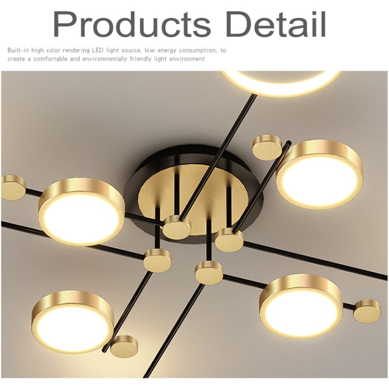 Modern Pendant Light LED Nordic Lamp Gold Black Hanging Chandelier Ceiling Lights Dimming Remote Control Lighting Fixture - Image 3