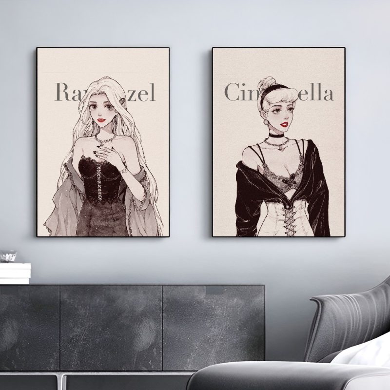 1pc Simple Fashion Princess Modern Poster Self-adhesive Art Waterproof Paper Sticker Coffee House Bar Room Wall Decor - Image 2