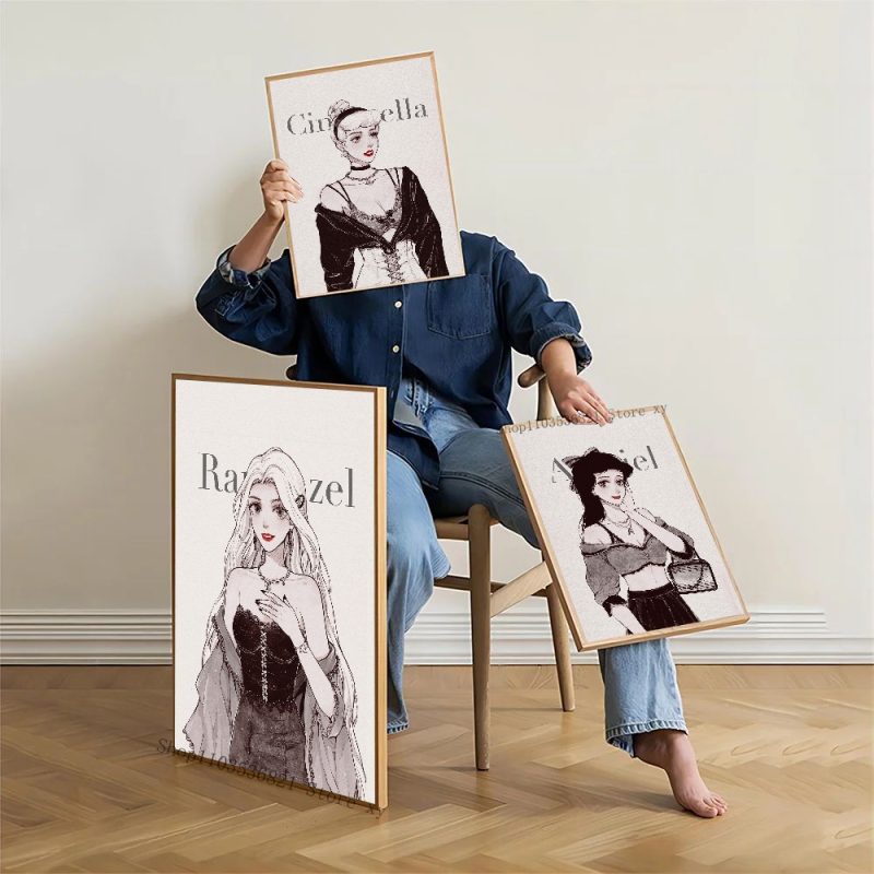 1pc Simple Fashion Princess Modern Poster Self-adhesive Art Waterproof Paper Sticker Coffee House Bar Room Wall Decor - Image 4