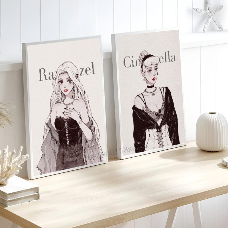 1pc Simple Fashion Princess Modern Poster Self-adhesive Art Waterproof Paper Sticker Coffee House Bar Room Wall Decor - Image 6