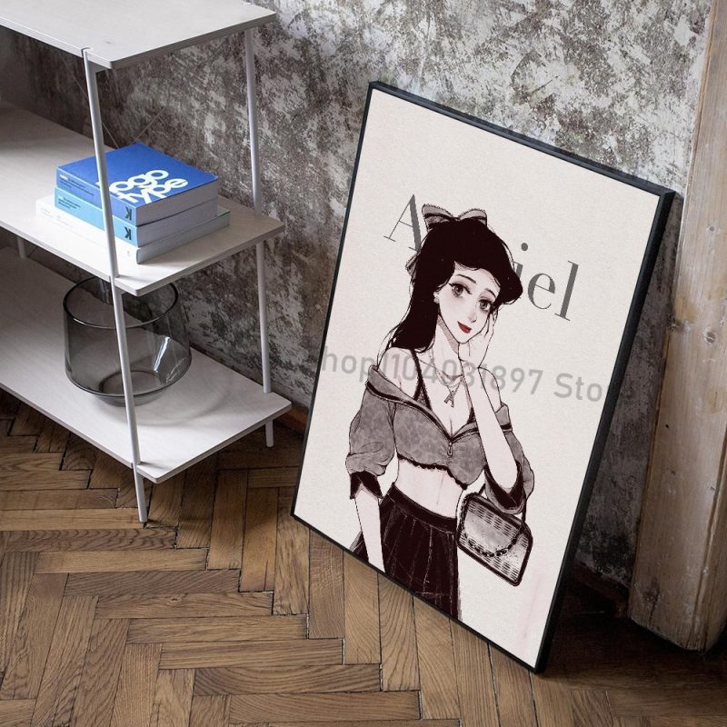 1pc Simple Fashion Princess Modern Poster Self-adhesive Art Waterproof Paper Sticker Coffee House Bar Room Wall Decor - Image 7