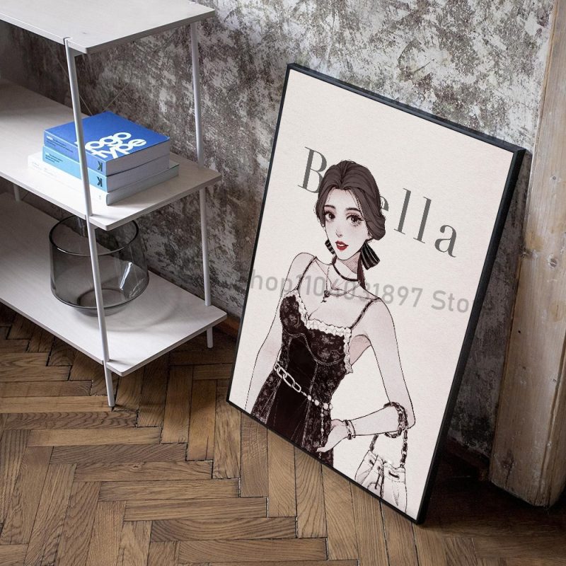 1pc Simple Fashion Princess Modern Poster Self-adhesive Art Waterproof Paper Sticker Coffee House Bar Room Wall Decor - Image 16