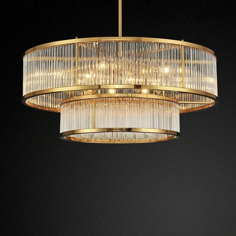 2024 Copper Golden Crystal Chandelier Luxurious Shiny Round Linear Pendant Lights For Dinning Room,Living Room Bedroom - Image 2