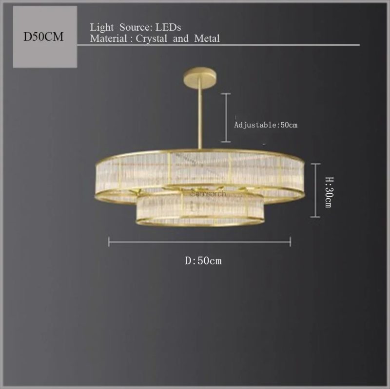 2024 Copper Golden Crystal Chandelier Luxurious Shiny Round Linear Pendant Lights For Dinning Room,Living Room Bedroom - Image 11