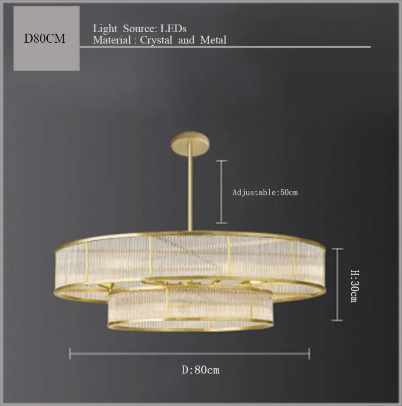 2024 Copper Golden Crystal Chandelier Luxurious Shiny Round Linear Pendant Lights For Dinning Room,Living Room Bedroom - Image 13