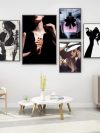 1pc Elegant Fashion Woman Poster Black And White Perfume Flowers Self-adhesive Art Poster Waterproof Paper Sticker Wall Decor