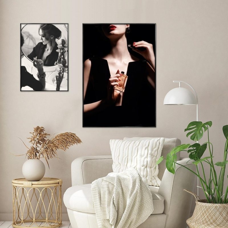 1pc Elegant Fashion Woman Poster Black And White Perfume Flowers Self-adhesive Art Poster Waterproof Paper Sticker Wall Decor - Image 5