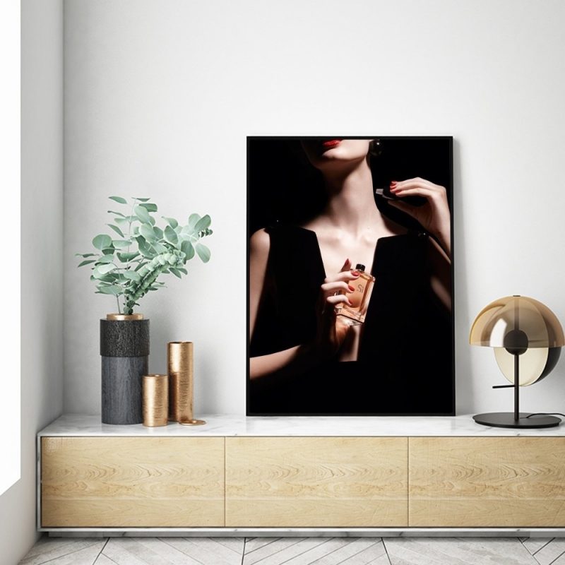 1pc Elegant Fashion Woman Poster Black And White Perfume Flowers Self-adhesive Art Poster Waterproof Paper Sticker Wall Decor - Image 6