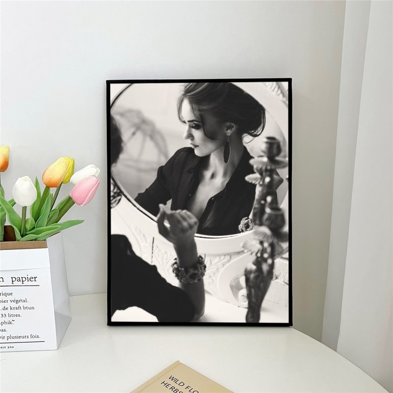1pc Elegant Fashion Woman Poster Black And White Perfume Flowers Self-adhesive Art Poster Waterproof Paper Sticker Wall Decor - Image 9