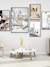 1pc Minimalist Black And White Luxury Fashion Perfume Bottle Self-adhesive Art Poster Waterproof Paper Sticker Wall Decor