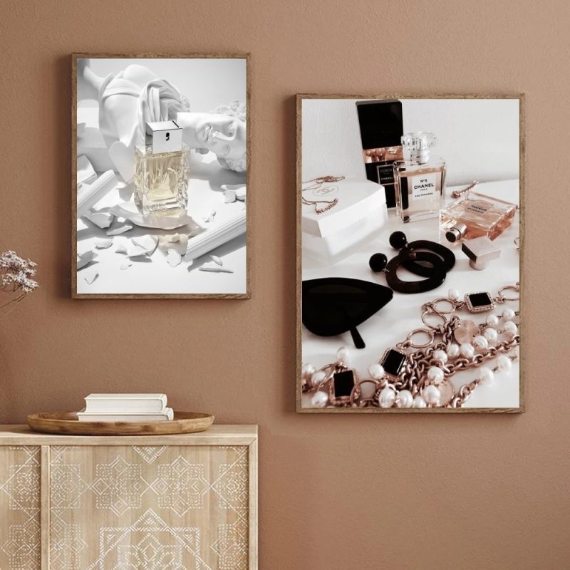 1pc Minimalist Black And White Luxury Fashion Perfume Bottle Self-adhesive Art Poster Waterproof Paper Sticker Wall Decor - Image 4