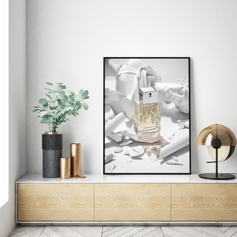1pc Minimalist Black And White Luxury Fashion Perfume Bottle Self-adhesive Art Poster Waterproof Paper Sticker Wall Decor - Image 6