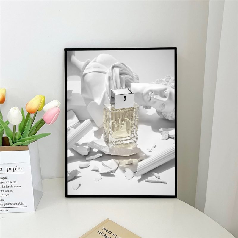 1pc Minimalist Black And White Luxury Fashion Perfume Bottle Self-adhesive Art Poster Waterproof Paper Sticker Wall Decor - Image 8
