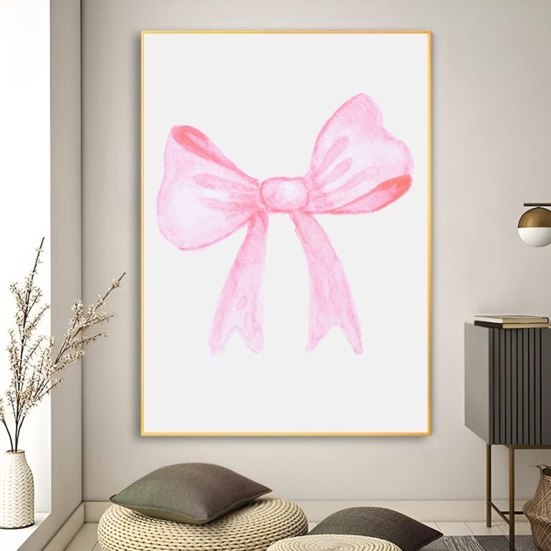 1pc Girl Pink Bow Ribbon Poster Poster Art Print Bar Living Room Furniture Decor - Image 5