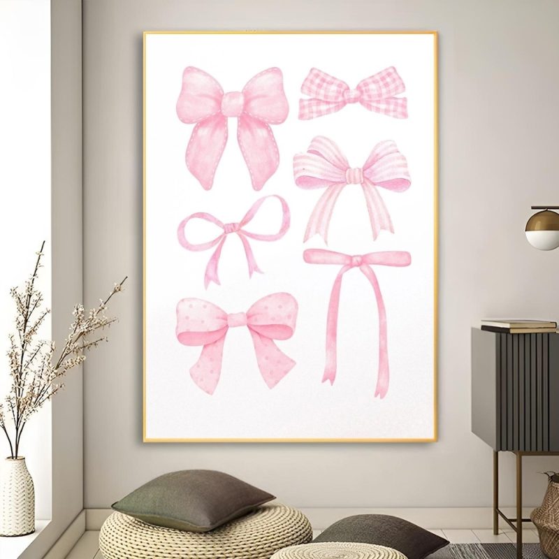 1pc Girl Pink Bow Ribbon Poster Poster Art Print Bar Living Room Furniture Decor - Image 7