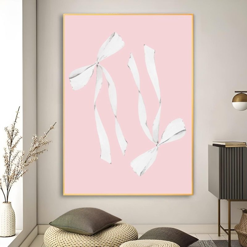 1pc Girl Pink Bow Ribbon Poster Poster Art Print Bar Living Room Furniture Decor - Image 9