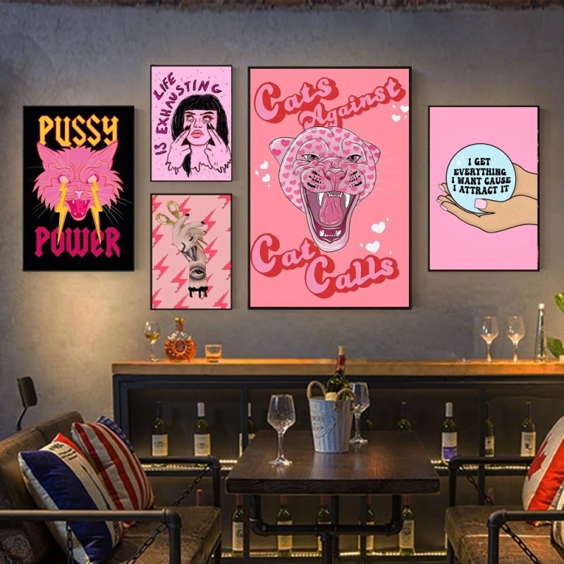1pc Feminist Fashion Art Pink Girl Power Poster HD Posters Home Room Bar Cafe Decor Art Wall Painting Picture - Image 2